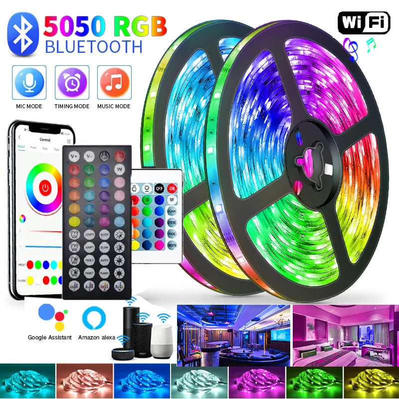 1M-30M Bluetooth LED Strip 5050 RGB Strip WIFI USB LED Light Flexible Ribbon Stripe RGB Diode Tape IR Controller - ezmartshop.online